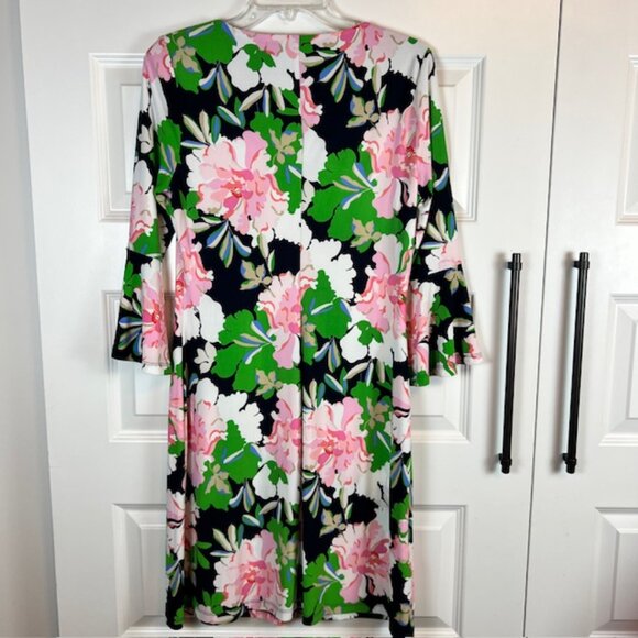 Tommy Hilfiger Floral Bell Sleeve Shift Dress Navy Pink Green Size 8 MSRP $129 - Picture 3 of 8